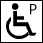 Tillgänglighetssymbol Handikappparkering. Bilden föreställer en person i rullstol, med bokstaven P i övre högra hörnet