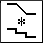 Tillgänglighetssymbol Trappa finns. Bilden föreställer en trappa med ledstång med en asterisk i mitten.